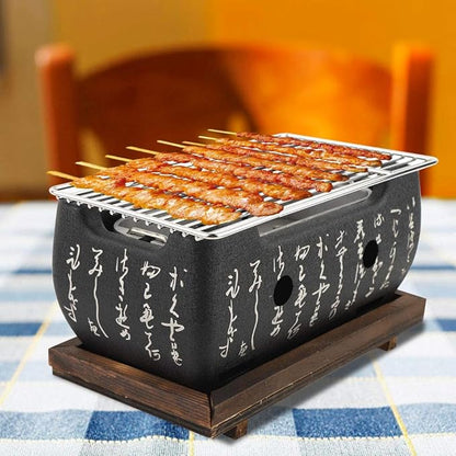 Japanese Yakiniku Grill, Portable Barbecue Stove Heat-Resistant Japanese Food Charcoal Stove, Independent Carbon Trough, for Household, Yakiniku, Robata, Yakitori, Takoyaki and BBQ