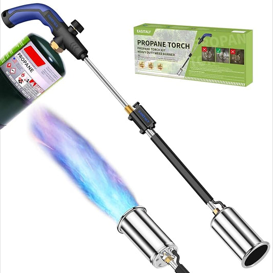 Heavy Duty Propane Weed Burner Torch, 30" Self-Igniting Flame Thrower with Rubber Grip for Garden Weeding, BBQ Lighting, Driveway & Snow Clearing(Fuel Cylinder Not Included)