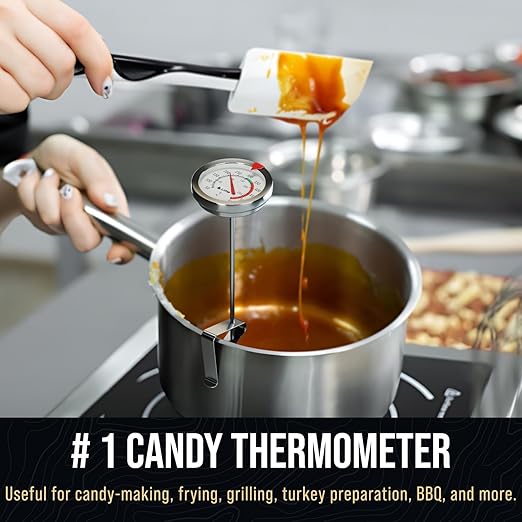 Craft911 Candy Thermometer with Pot Clip - Deep Fry Oil Thermometer for Frying and Candle Making (Black)