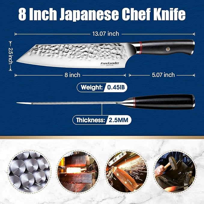8 Inch Santoku Knife, High Carbon Stainless Steel Damascus Sushi Knife, Professional Sharp Japanese Chef Knife with Ergonomic Handle, Home & Kitchen - Ideal Gift for Home & Kitchen