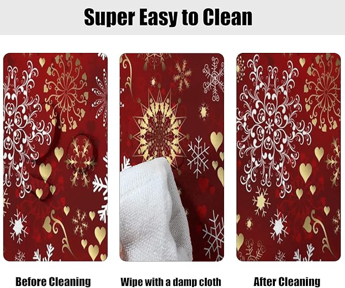 Merry Christmas Elastic Edge Oval Table Cover, Winter Gold White Snowflake Print Oblong Fitted Tablecloths, Fits to 54x 76 Inches Tables, Table Cloth for Indoor Family Banquet and Outdoor Patio Use