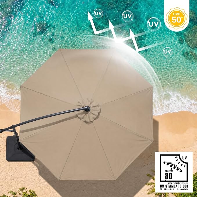 COWVIE Umbrella Canopy Replacement for 8 Ribs Patio Umbrella, Outdoor Table Parasol Replacement for Yard, Canopy Only