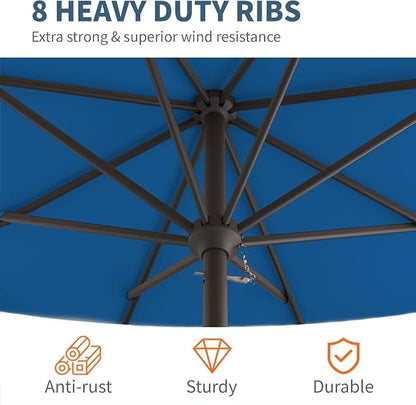 10FT Patio Umbrella, Outdoor Umbrella with Push Button Tilt and Crank, 8 Sturdy Ribs, UV Protection & Waterproof Market Umbrella for Pool, Backyard, Beach,Deck