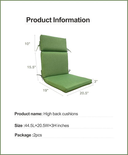 Indoor Outdoor High Back Dining Chair Cushions Replacement Patio Seat Cushion Fade Resistance, Set of 2 (Olefin Black)