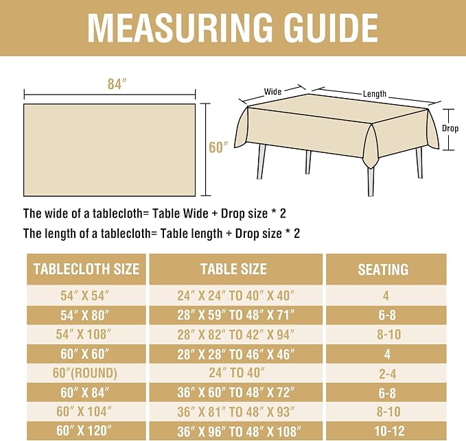 H.VERSAILTEX Linen Table Cloths Rectangle 60 x 84 Inch Premium Tablecloth Spill-Proof Waterproof Table Cover for Dining Buffet Feature Extra Soft and Thick Fabric Wrinkle Free, Natural