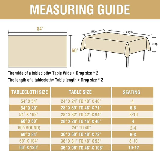 H.VERSAILTEX Linen Table Cloths Rectangle 60 x 84 Inch Premium Tablecloth Spill-Proof Waterproof Table Cover for Dining Buffet Feature Extra Soft and Thick Fabric Wrinkle Free, White