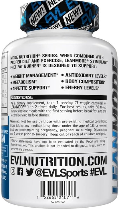 EVL Weight Loss Support Pills - Premium Multipurpose Appetite Metabolism and Fat Loss Support for Men and Women - LeanMode with Green Coffee Bean Extract CLA and Garcinia Cambogia - 50 Servings
