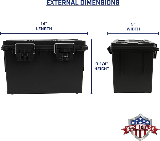 Sheffield XL Ammo Box Made in USA, Stackable Lockable Ammo Storage Box | 2 Pack Lockable Storage Box, Water and Dust Resistant Dry Box, Secures Hunting Gear, Gun Accessories, Supplies, and Bullets