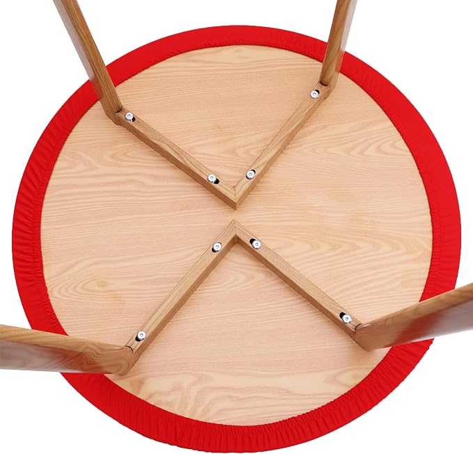 NEWISHER Round Fitted Table Cover Spandex Stretch Tablecloth Red Table Top Cover with Elastic Edged for Dining Picnic Patio 60 inch