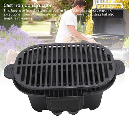 Small Hibachi Grill, Portable Charcoal Grill, Even Heat Distribution, Japanese Yakitori Camping Grill for Camping Backyard Barbecue Cooking
