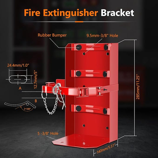 Heavy Duty Vehicle Bracket,Fire Extinguisher Brackets&Mounts-St12 Steel Red, Fit 10lb Dry/5lb Co2 Extinguisher-for School,Garage,Vehicle,Boat,Truck Generic Replacement for 809 by amerex