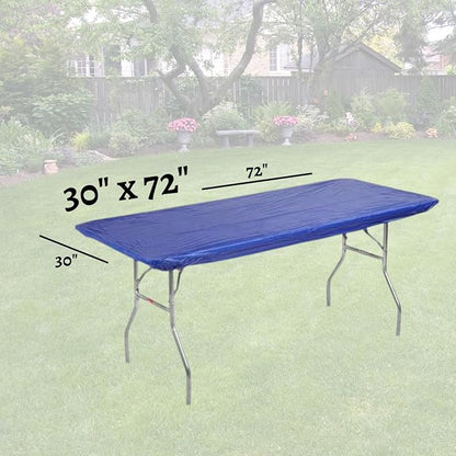 6' Rectangle Plastic Table Covers 30" x 72", Bundle of 5 (Royal Blue)