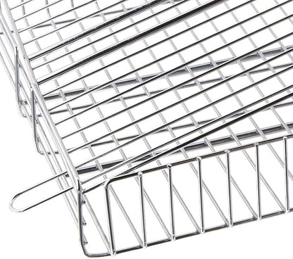 Outset Rosewood Handle Grill Basket, Fish and Vegetable Grill Basket, Chrome