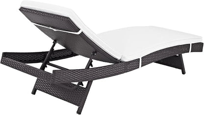 Modway Convene Wicker Rattan Outdoor Patio Chaise Lounge Chairs in Espresso White - Set of 6