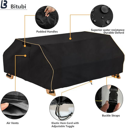 Bitubi 70 / 72 Inch Waterproof Picnic Table Cover With Bench Covers,Classic Black Wind Dust Proof Anti-UV, 72”Outdoor Cover For Picnic Table