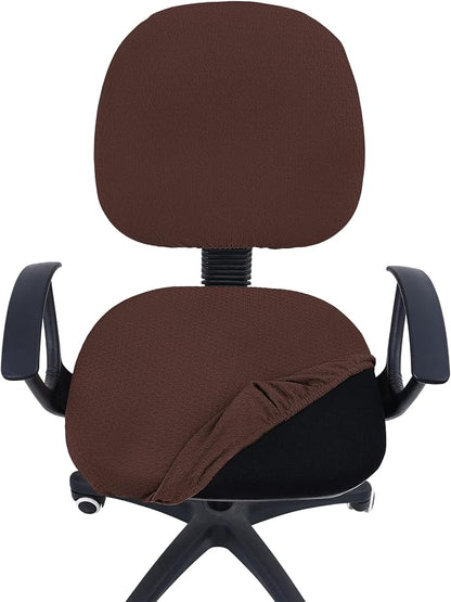 Smiry Office Computer Chair Covers for Desk Rotating Chair Protector | Stretch Jacquard Removable Washable Universal Slipcovers, Seat + Backrest Cover, Light Chocolate