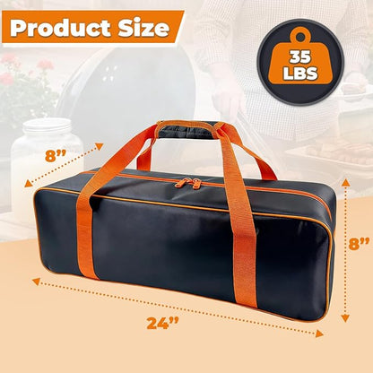 Grill Tool Storage Bag, 24" x 8" x 8" Large Capacity BBQ Accessory Storage, Heavy-Duty Utensil Grill Accessories Organizer Case Storage Compatible with Blackstone.Black (No Accessories)