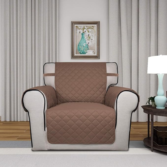 PureFit Reversible Chair Sofa Cover Dog Couch Covers for Sofa, 25.5 in | Brown/Beige, Water Resistant Couch Protector, Washable Pet Couch Cover with Non Slip and Elastic Straps For Kids