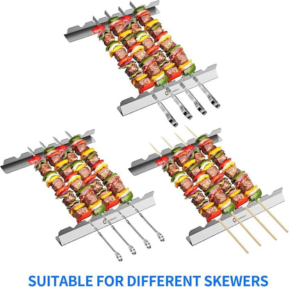Kabob Rack For Kebab Skewers - Stainless Steel BBQ Rack | Build Compatible with Wood, Round, Metal, Flat or Bamboo Skewers - BBQ Grilling Accessories by JY COOKMENT