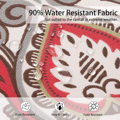 Magpie Fabrics Patio Bench Cushion Cover 48x18x3 Inch, NO Insert! Water Resistant Outdoor Loveseat Replacement Cover with Zipper (Botanical Red Orange)