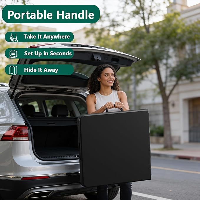 Folding Table 5FT Heavy Duty Plastic Table with Handle, Foldable&Portable, Fold-in-Half Utility Tables for Outdoor, Dining, Wedding, Events, Indoor, Picnic, Camping, Party, Coffee Black