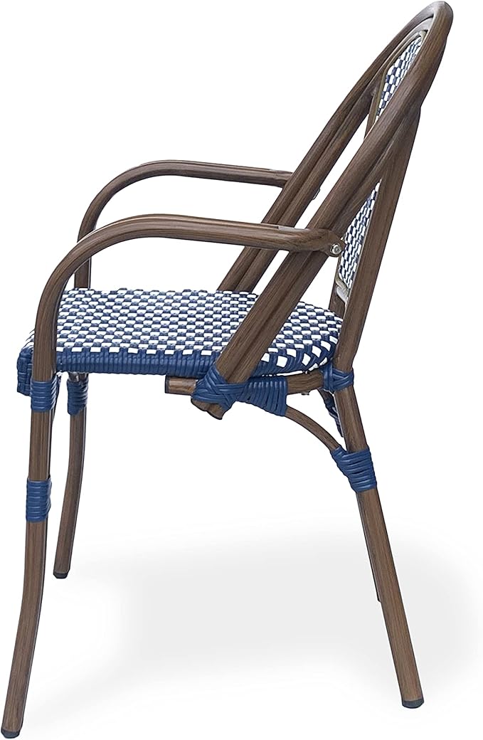 Christopher Knight Home Brianna Bistro Chairs, Navy Blue + White + Brown Wood