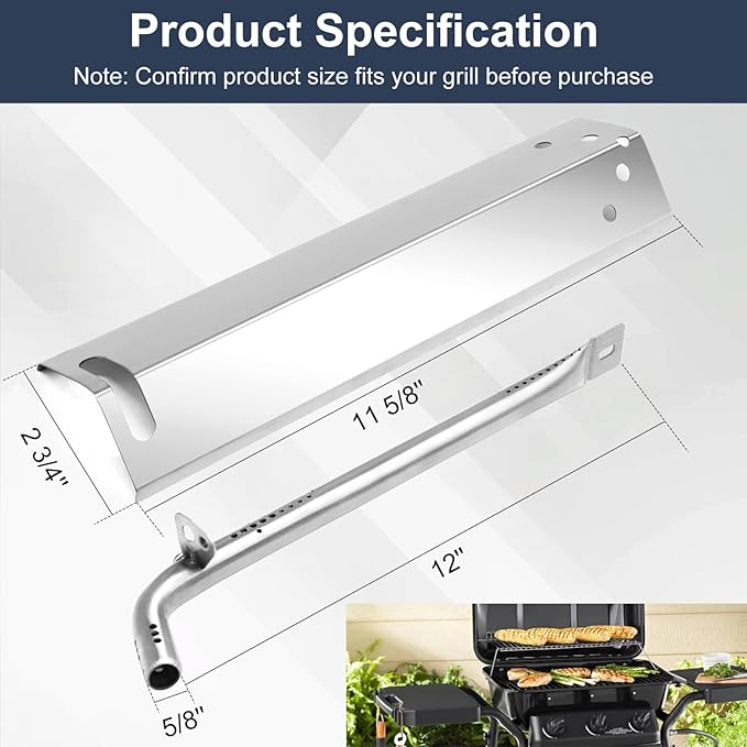Criditpid Grill Replacement Parts for Expert Grill XG10-101-002-02 3 Burner Gas Grill, Stainless Steel Heat Platess, Burner Tubes & Cooking Grid Grate for Walmart Expert Grill 3 Burner Grill.
