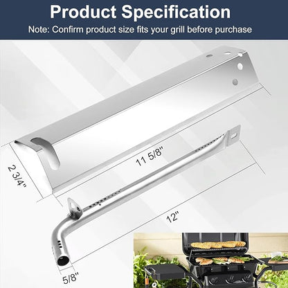 Criditpid Grill Replacement Parts for Expert Grill XG10-101-002-02 3 Burner Gas Grill, Stainless Steel Heat Platess, Burner Tubes & Cooking Grid Grate for Walmart Expert Grill 3 Burner Grill.