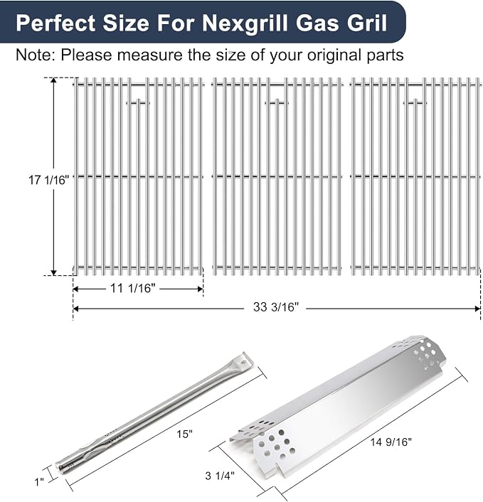 Criditpid Grill Replacement Parts for Nexgrill 6 Burner 720-0896B 720-0896 720-0896E 720-0896C 730-0896, Stainless Steel Grill Grates, Heat Plates, Burners & Ignitors Kit for Nexgrill Evolution Grill.