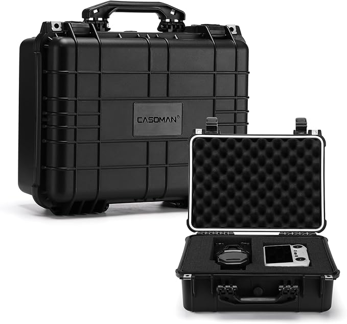 CASOMAN Water-proof Box, with Cush- Proof Sponge, IP67 Water Proof Grade, Large Waterproof Hard Case with Customizable Foam, Perfectly Protection of Camera, Drones, Lens,Equipments, 16"x13.2"x7"