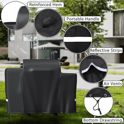 Grisun Grill Cover for Pit Boss Platinum Laredo 1000 Wood Pellet Grill, 600D Heavy Duty Anti-Fade Waterproof Grill Cover with Portable Handle and Reinforced Hem