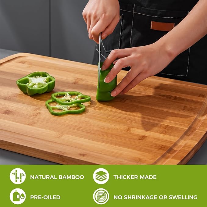 30 x 20 Inch Extra Large Bamboo Cutting Boards - BEZIA 3XL Stove Top Cover Chopping Board - Meat Cutting Board for BBQ - Turkey Carving Board - Extra Large Charcuterie Boards with Juice Groove