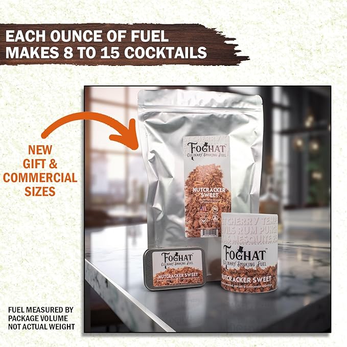 Cocktail Smoker Wood Chips - 14oz Nutcracker Sweet Walnut, Pecan & Cinnamon Shavings for Smoker, Whiskey & Drink Infuser Kit - Culinary Wood Smoking Chips for Cocktail Smoke Gun & Drink Smokers