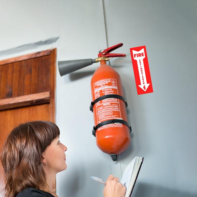 Fire Extinguisher Sticker (Vertical) for Commercial and Business Use: Office, Facility, Landlord - High Visibility Fire Extinguisher Sign for Safety and Compliance: Size 6" x 2", 20 Labels