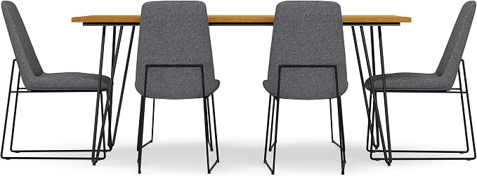 SIMPLIHOME Corina/Hunter 7-Piece Dining Set in Grey for the Dining Room and Kitchen