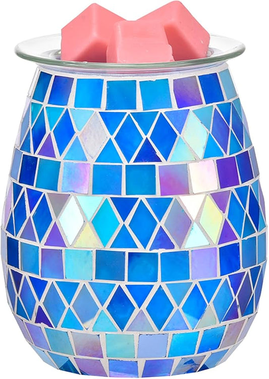 Dicimi Electric Wax Warmer, Mosaic Glass Scented Wax Melt Lamp with Night Light, Flameless Aromatherapy Melter for Home Decor, Unique Gift for Women Mom