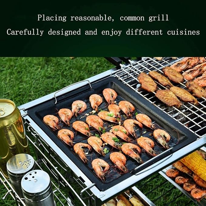 Portable Charcoal Grill for Camping BBQ Outdoor Barbecue Grill, Foldable Charcoal Grills BBQ Grill for Picnic, Stable and Durable Charcoal Grill,A-1