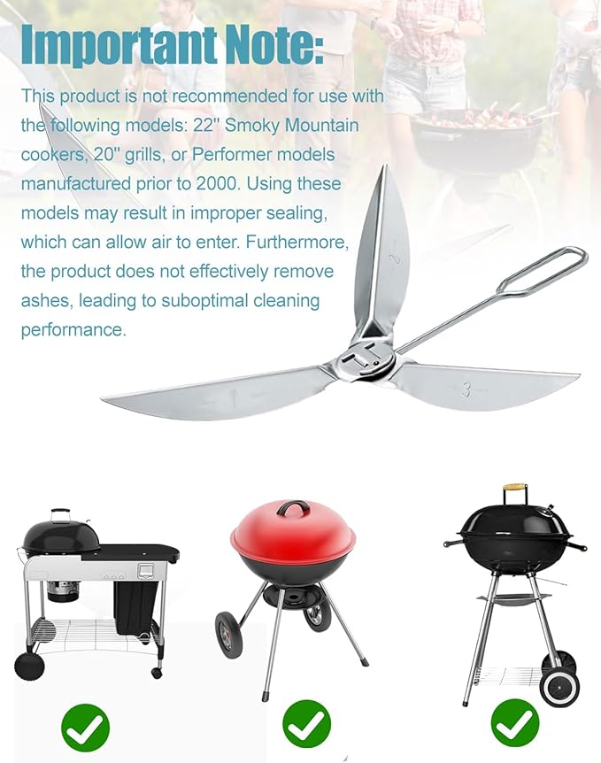 18-1/2 Inch One-Touch Cleaning System Kit for Weber Kettle Grills 7443 90719 Grill Replacement Parts for Weber Charcoal Grill/Kettle Grills Accessories 3618 307443 307408, Easy to Install, Silver