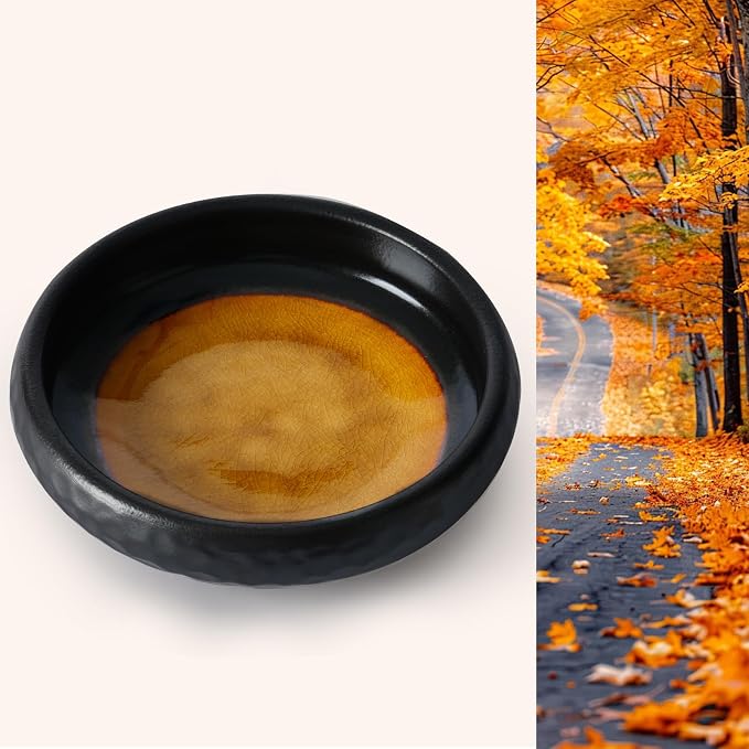 6 Inch Japanese Incense Holder Stick,Ceramic Handmade Crack Yellow Glaze | Incense Burner Bowl,9-Hole Design for Sticks,Cones,Coils Sage,Palo Santo - Perfect for Meditation,Yoga & Zen Home Décor