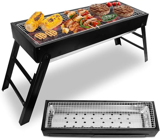 Charcoal Grill,Portable Folding BBQ Grill for Outdoor,Stainless Steel Grill Net Easy Setup Tabletop Barbecue Grill for Outdoor Camping Picnic Backyard Party
