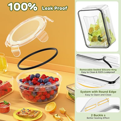 JSCARES 40 PCS Food Storage Containers with Lids Airtight (20 Lids &20 Containers) - Leakproof Meal-Prep Containers for Kitchen Storage Reusable Plastic Microwave/Dishwasher Safe with Labels & Pen | Leakproof Meal-Prep Containers for Kitchen Storage Re...