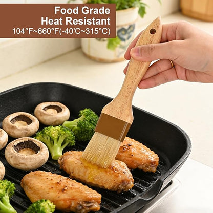 2 pcs Pastry Brush, Natural Bristle Basting Brush for Cooking and Baking, Premium BBQ Brushes for Butter, Oil, Egg, Sauce, Turkey, Marinade and Kitchen Food by SFIUYLB