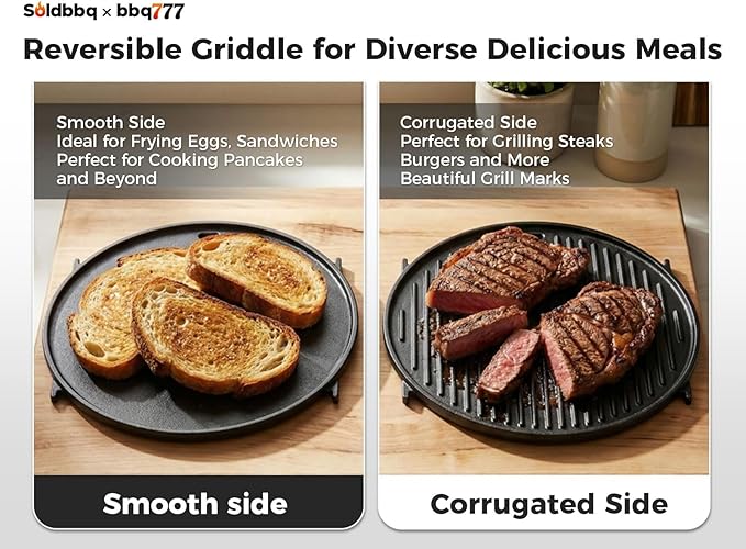 8834 Cast Iron Griddle for Weber Gourmet BBQ System Sear Grate, Griddle for 22-inch Weber Kettle Premium/Charcoal Grill 22" Smokers, for Kettle Charcoal Grill Grate 22 inch Diameter 12"