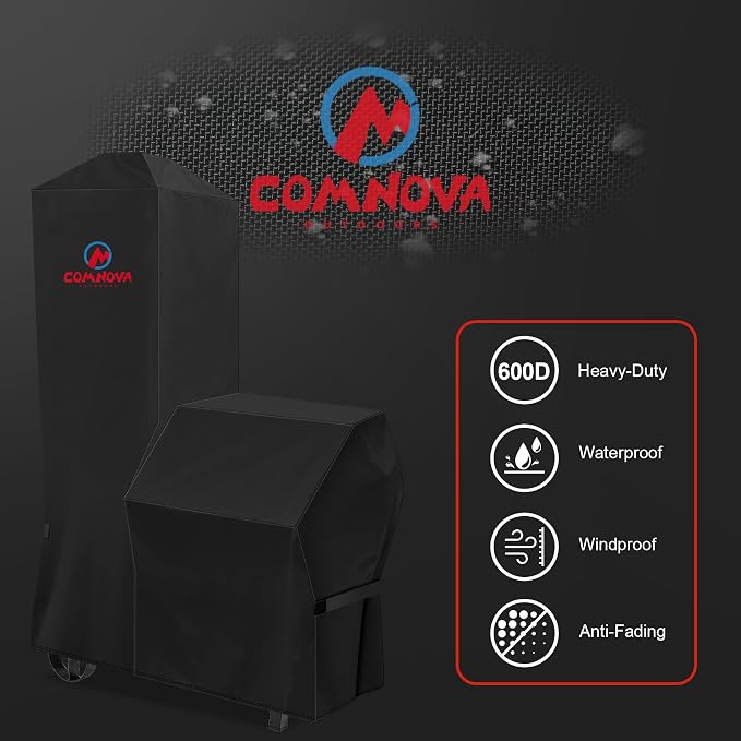 Smoker Cover for Oklahoma Joe's Bandera & Rivergrille Rustler Vertical Offset Smoker - 600D Premium Grill Cover Waterproof for Oklahoma Joe's Vertical Smoker Grill