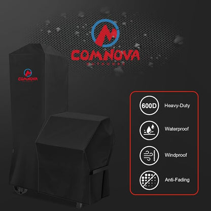 Smoker Cover for Oklahoma Joe's Bandera & Rivergrille Rustler Vertical Offset Smoker - 600D Premium Grill Cover Waterproof for Oklahoma Joe's Vertical Smoker Grill
