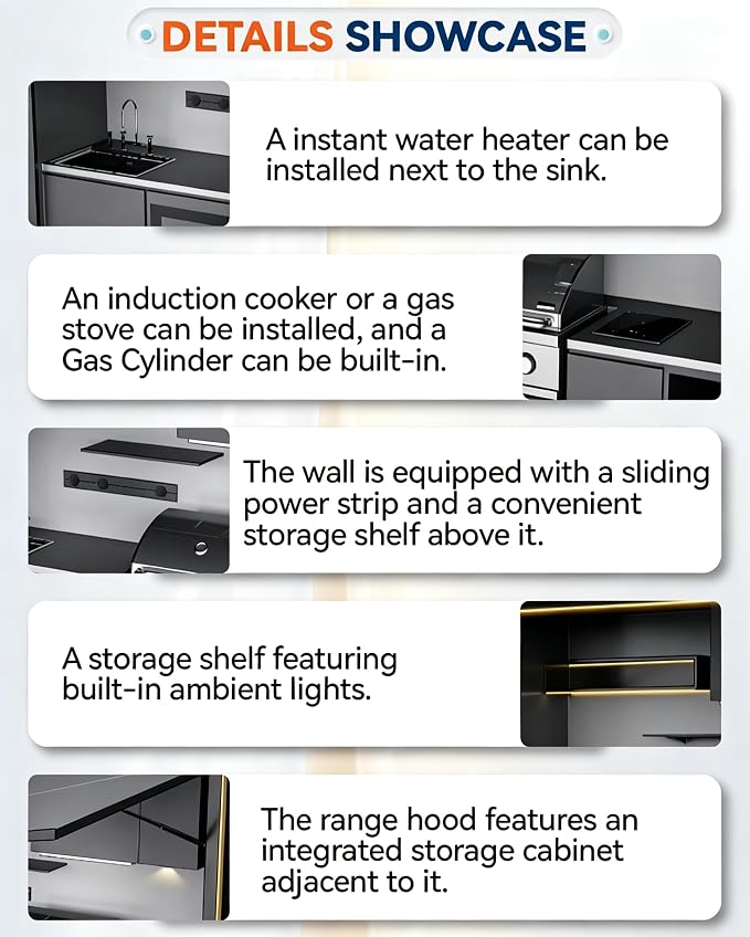Luxury Prefab Outdoor Kitchen Kits with Roof, Modular Outdoor Kitchen Pod with Grill, Sink, Storage Cabinet, Burners, Refrigerator, Patio and Backyard Cooking Station