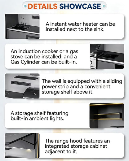 Luxury Prefab Outdoor Kitchen Kits with Roof, Modular Outdoor Kitchen Pod with Grill, Sink, Storage Cabinet, Burners, Refrigerator, Patio and Backyard Cooking Station
