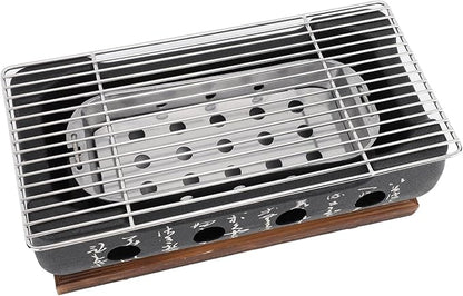 GOWENIC Japanese Style BBQ Grill Stove, Charcoal Barbecue Stove, Portable Rectangle Aluminum Alloy Grill Base, Quick Heating Wire, for Camping Outdoor Cooking (XL)