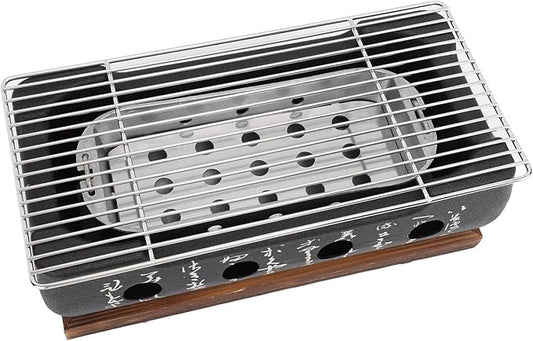 GOWENIC Japanese Style BBQ Grill Stove, Charcoal Barbecue Stove, Portable Rectangle Aluminum Alloy Grill Base, Quick Heating Wire, for Camping Outdoor Cooking (XL)