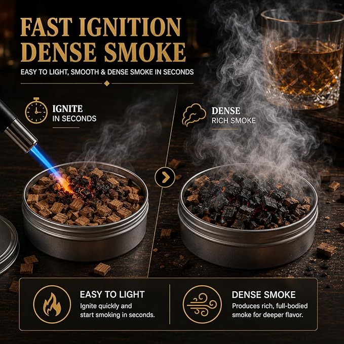 Cocktail Smoker Wood Chips, 12 Flavors Natural Wood Chips for Cocktail Smoker Kit, 12 x 1oz Premium Whiskey Smoking Chips for Bourbon, Old Fashioned, BBQ & Grilling